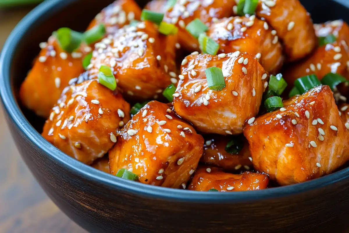Air Fryer Honey Soy Salmon Bites (40g Protein)