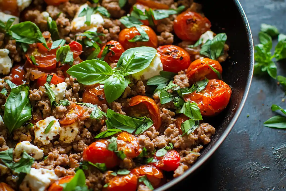 Baked Feta & Ground Turkey Skillet (40g Protein)