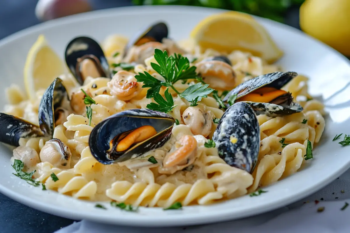 Creamy Garlic Mussel & High-Protein Fusilli (34g Protein)