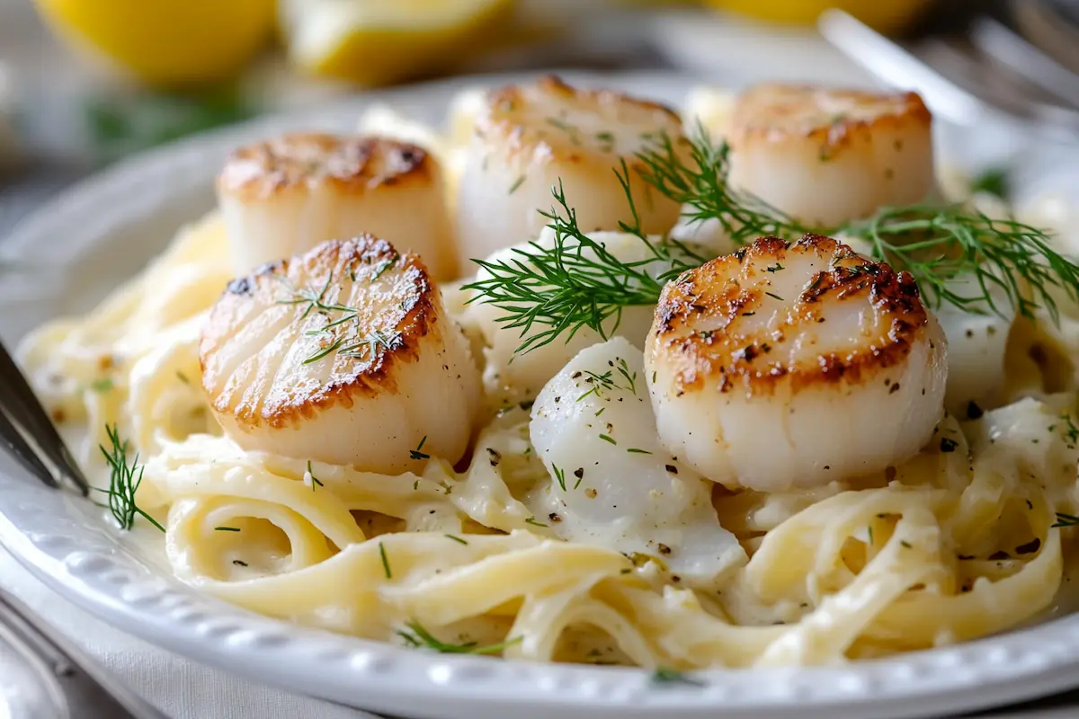 Creamy Scallop & White Fish Linguine (40g Protein)