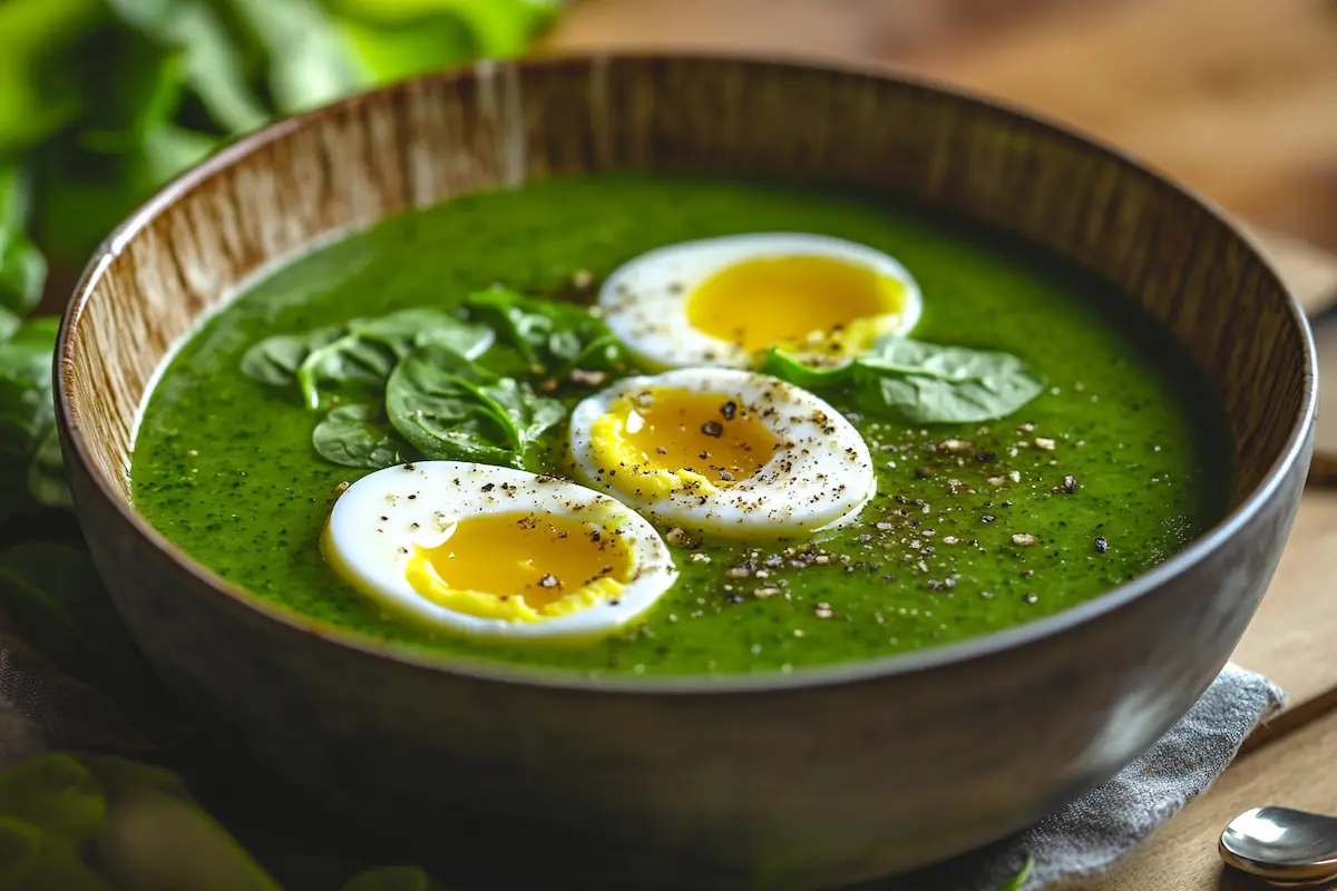 Creamy Spinach Soup with Boiled Eggs (Nordic Classic)