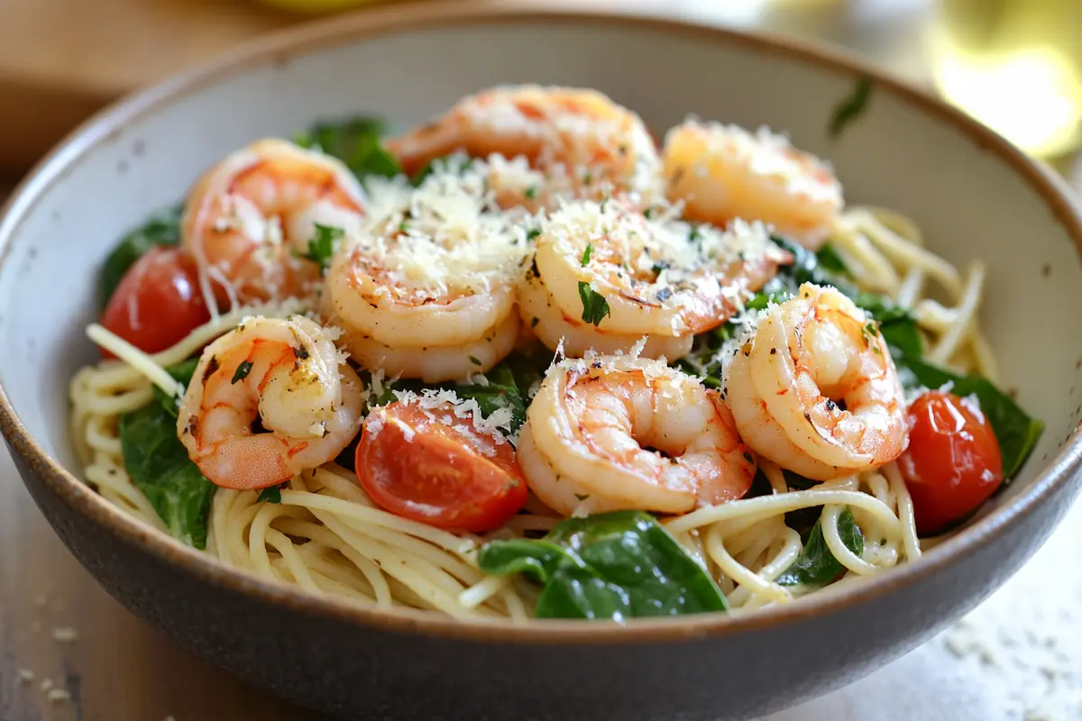 Garlic Shrimp & Spinach Protein Pasta (36g Protein)