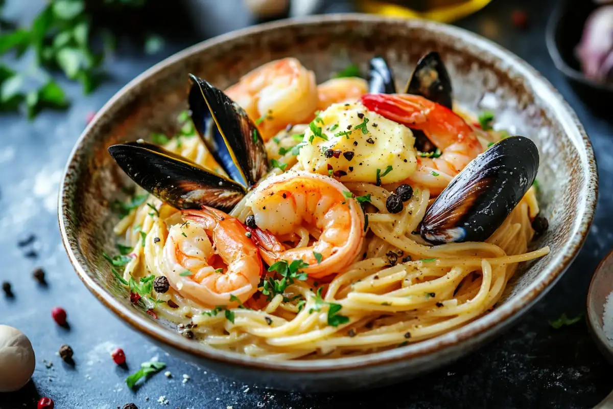 High-Protein Creamy Seafood Carbonara (36g Protein)