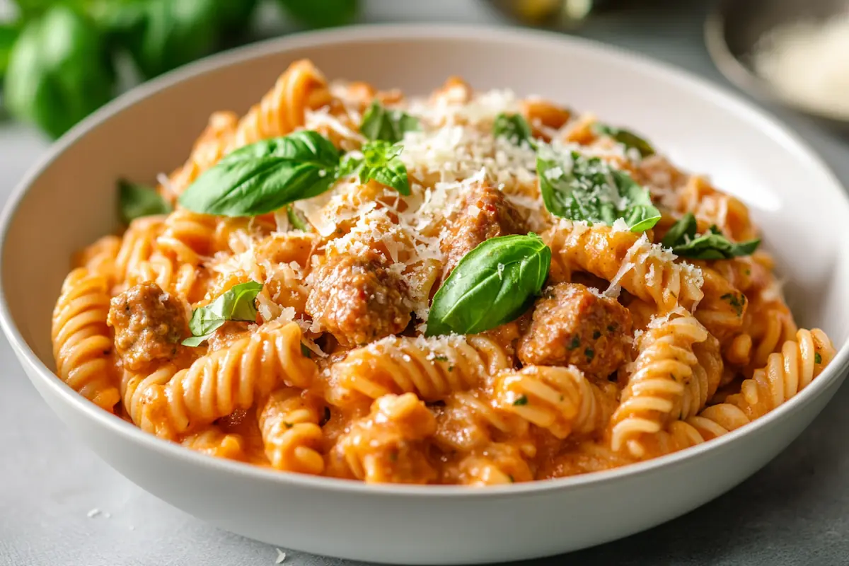 High-Protein Vodka Pasta with Italian Turkey Sausage (36g Protein)