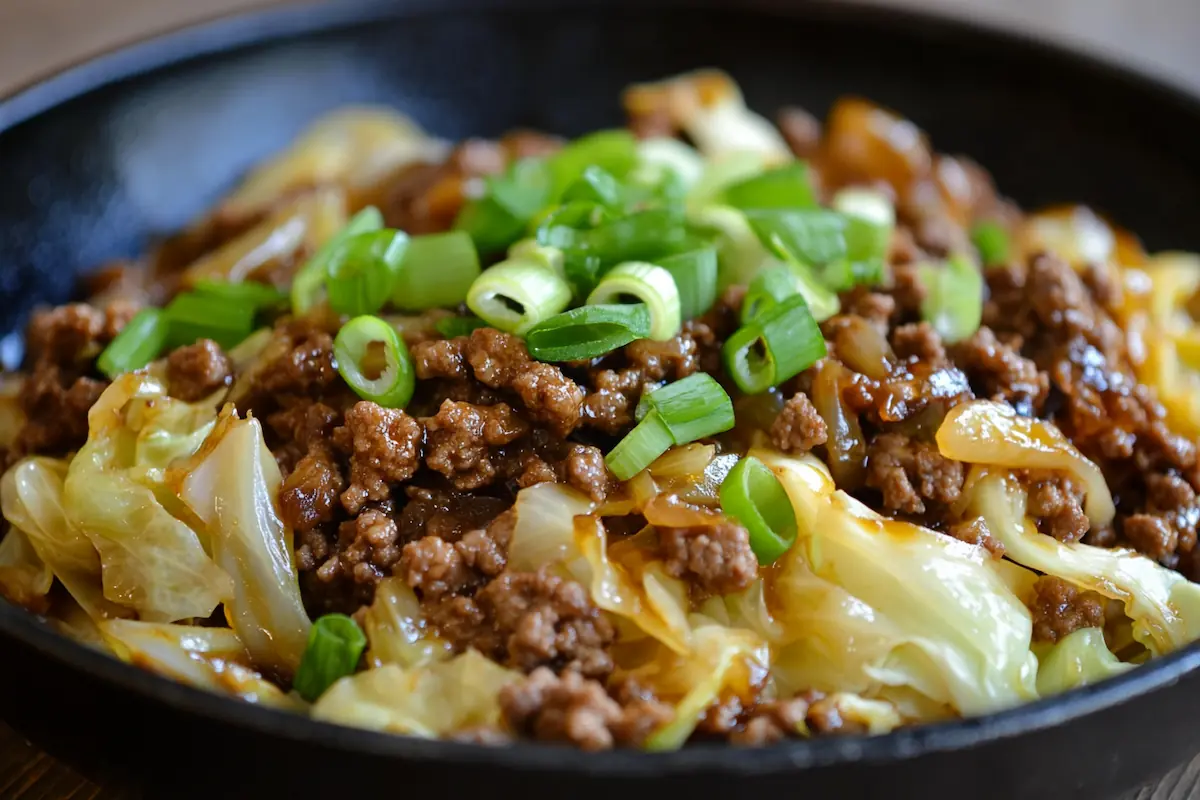 Honey Soy Ground Beef & Cabbage Skillet (32g Protein)