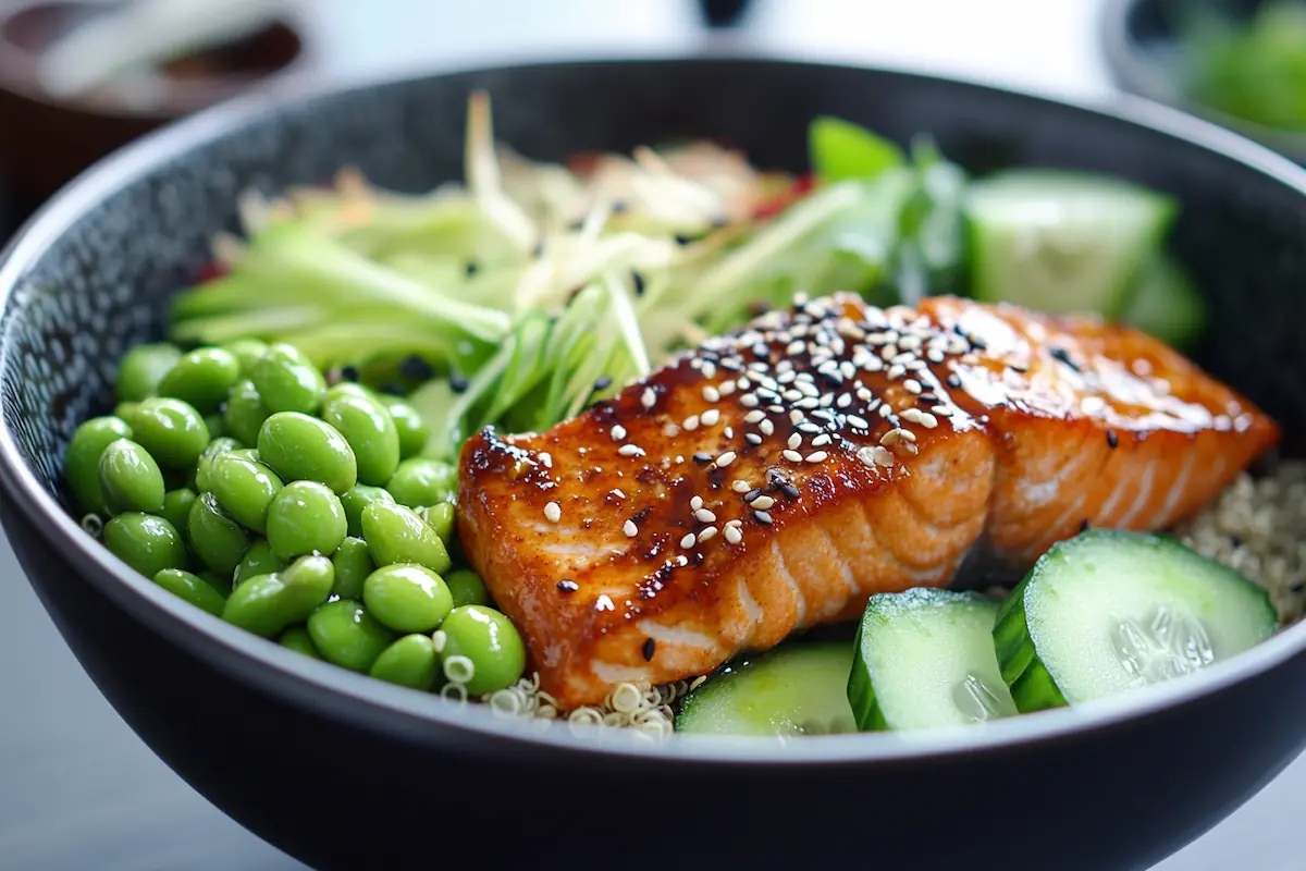Honey Soy Salmon & Edamame Protein Bowl (45g Protein)