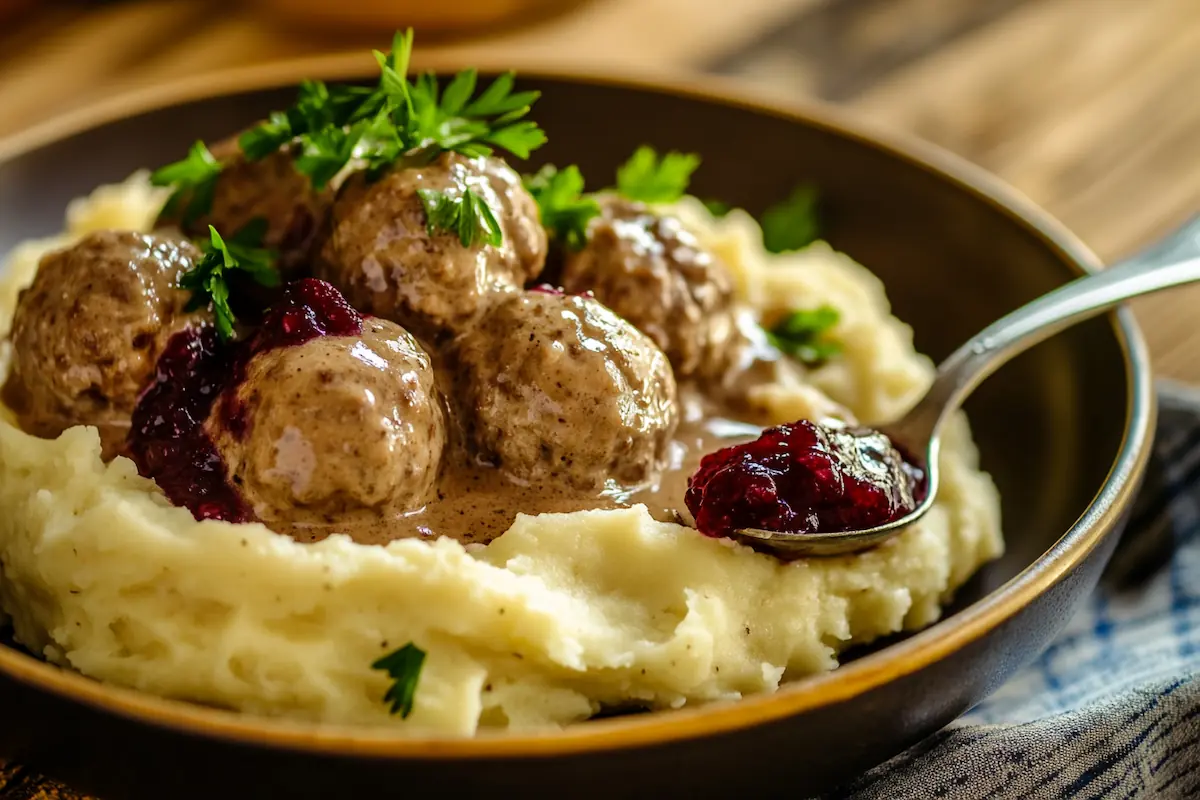 Traditional Nordic Meatballs with Cream Sauce & Mash