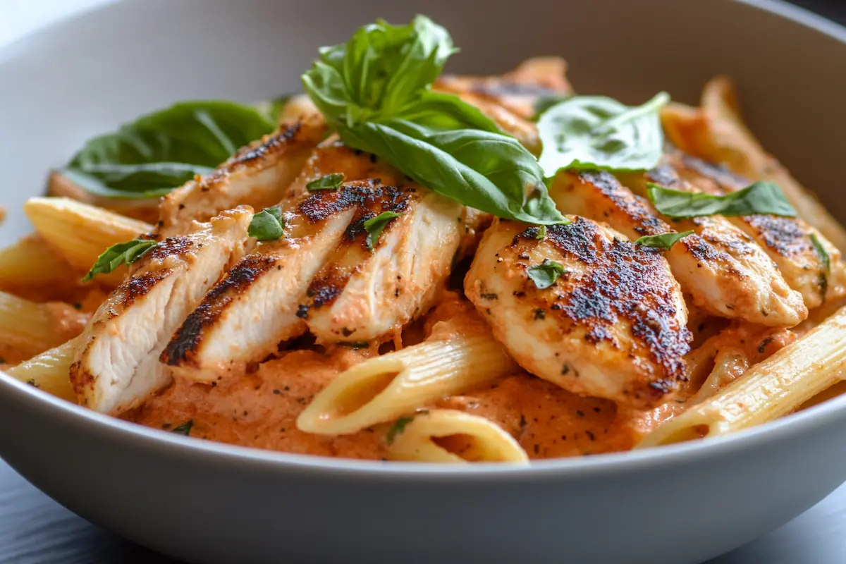 Penne alla Vodka with Crispy Garlic Chicken (42g Protein)