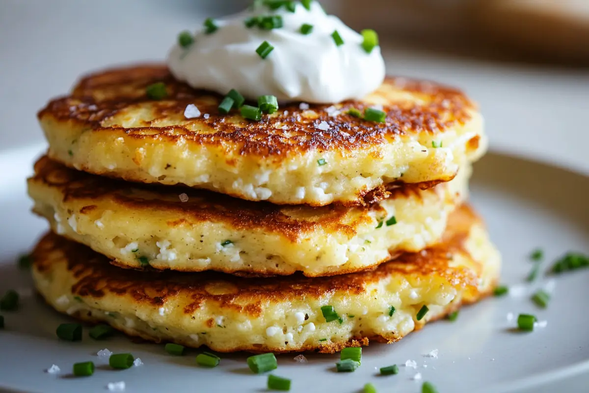 Savory Cottage Cheese & Chives Pancakes (32g Protein)