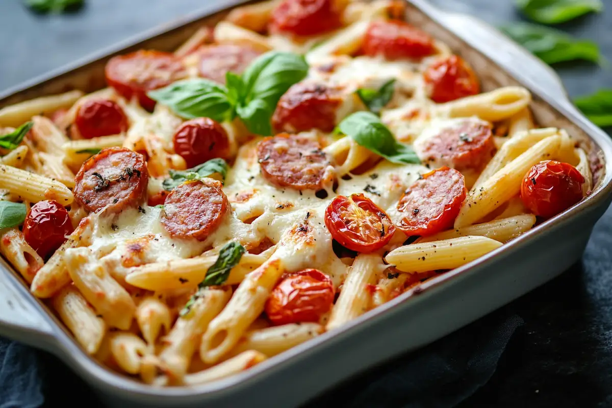 Spicy Feta & Chicken Sausage Pasta (38g Protein)
